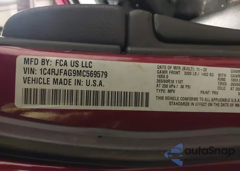 2021 Jeep Grand Cherokee Laredo X 4X4 z USA, uszkodzony, nr VIN 1C4RJFAG9MC569579